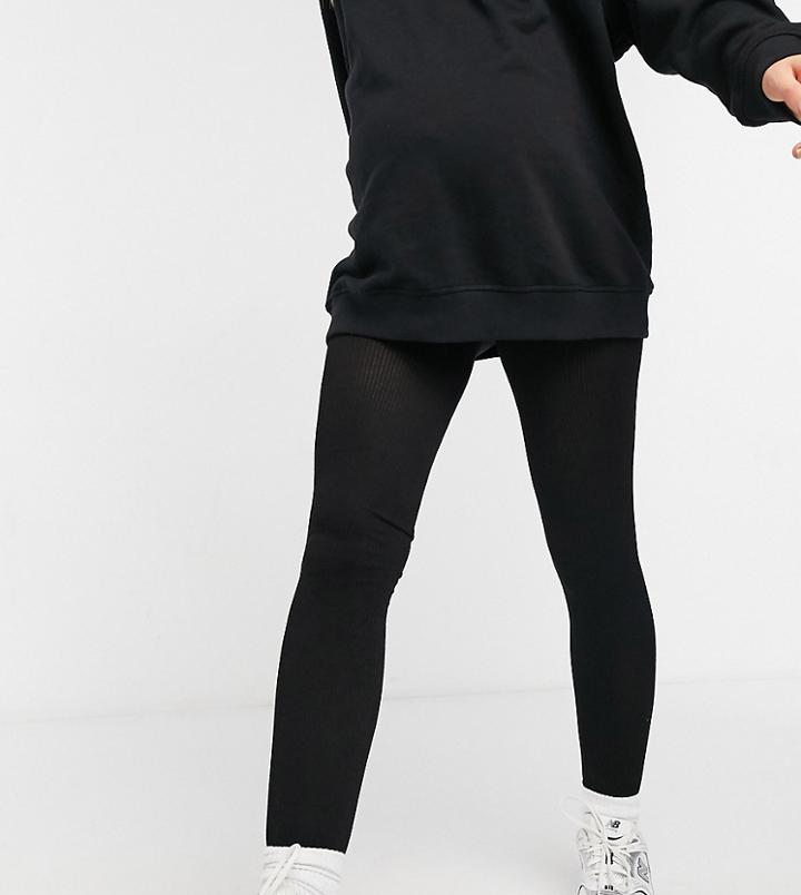 Lindex Maternity Eco Viscose Ribbed Leggings In Black