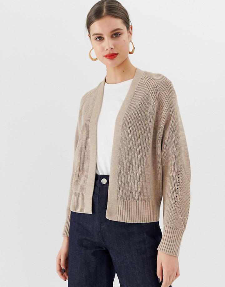 Asso Design Eco Mixed Rib Eco Cardigan - Stone