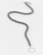 Asos Design Faux Pearl Jeans Chain In Black
