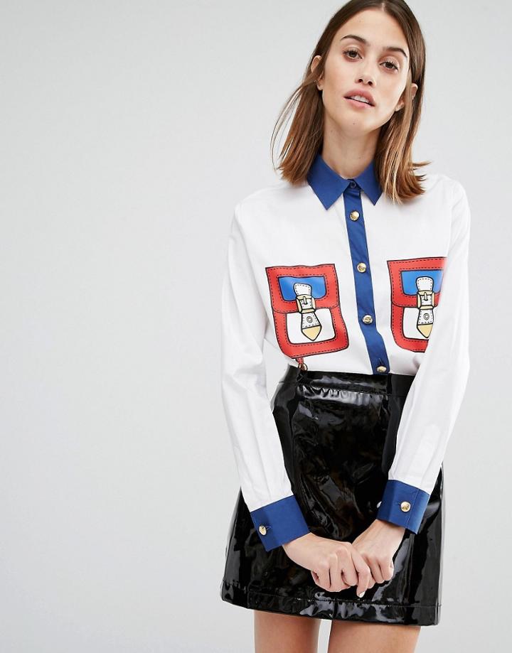 Love Moschino Pocket Print Shirt - White