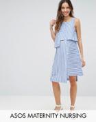 Asos Maternity Nursing Cutabout Stripe Dress - Blue