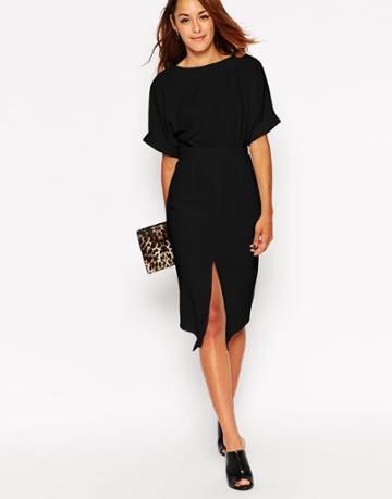 Asos Wiggle Dress With Split Front - Rust