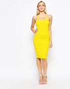 Oh My Love Midi Body-conscious Dress With Strap Front - Sulphur