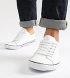 Asos Wide Fit Lace Up Sneakers In White