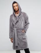 Asos Fleece Hooded Robe - Gray