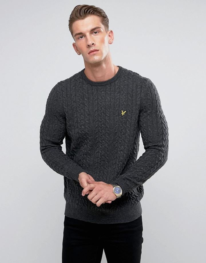 Lyle & Scott Cable Knit Sweater Charcoal - Gray