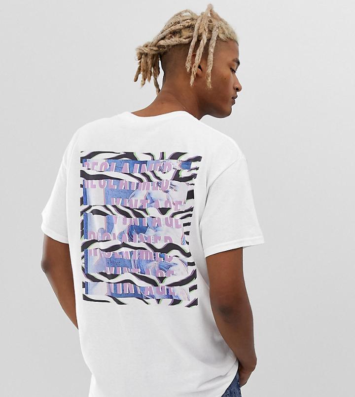 Reclaimed Vintage College Animal Print T-shirt In White