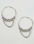 Asos Ball & Chain Hoop Earrings - Silver