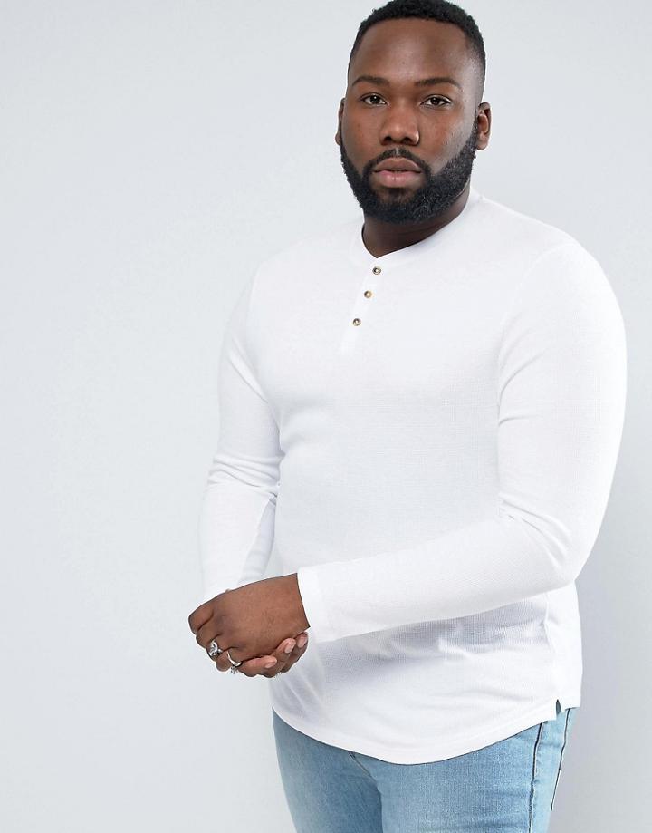 D-struct Plus Henley Long Sleeve Top - White