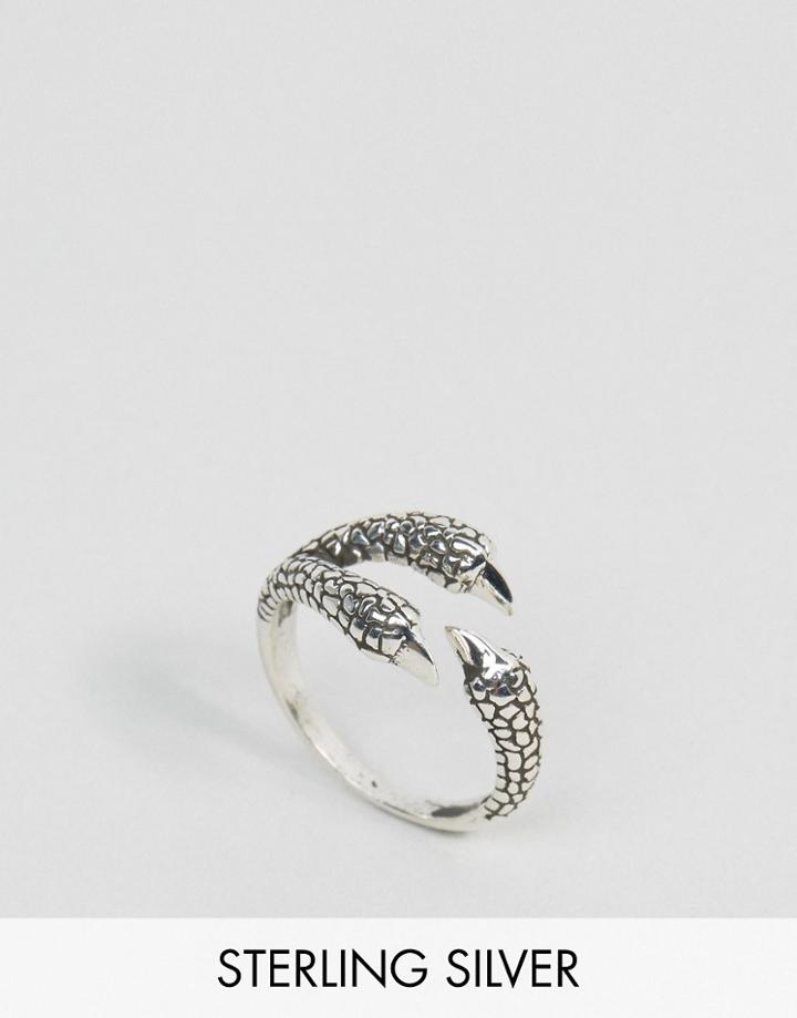 Regal Rose Mercy Eagle Claw Wrap Ring - Silver