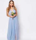 Tfnc Wedding Halter Chiffon Maxi Dress - Blue