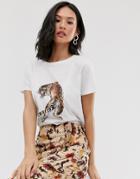 Pieces Tiger Print T-shirt - White