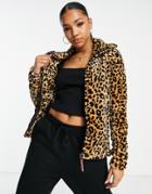 Protest Paco Ski Full Zip Fleece In Leopard Print-brown