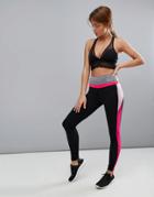 Elle Sports Pink Mesh Leggings - Black