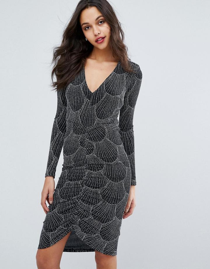 Miss Selfridge Glitter Dress - Black