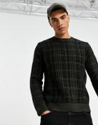 Only & Sons Check Sweater In Green