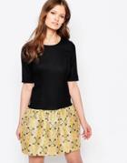 Traffic People Changeling Dress With Jacquard Skirt - Gold