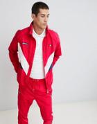 Ellesse Gerano Shell Suit Track Jacket With Taping In Red - Red