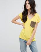 Vila Leopard Pocket T-shirt - Yellow