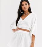 South Beach Exclusive Beach Wrap Top And Skirt Two-piece In White