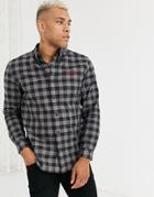 Fred Perry Button Down Collar Check Shirt In Gray