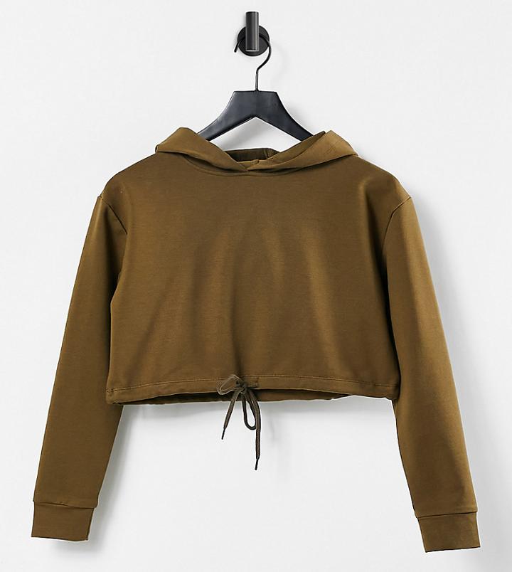 Parisian Petite Cropped Tie Front Sweater In Deep Taupe - Part Of A Set-brown