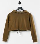 Parisian Petite Cropped Tie Front Sweater In Deep Taupe - Part Of A Set-brown