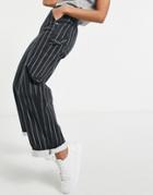 Asos Design Slouchy Chino Pant In Navy Stripe-multi