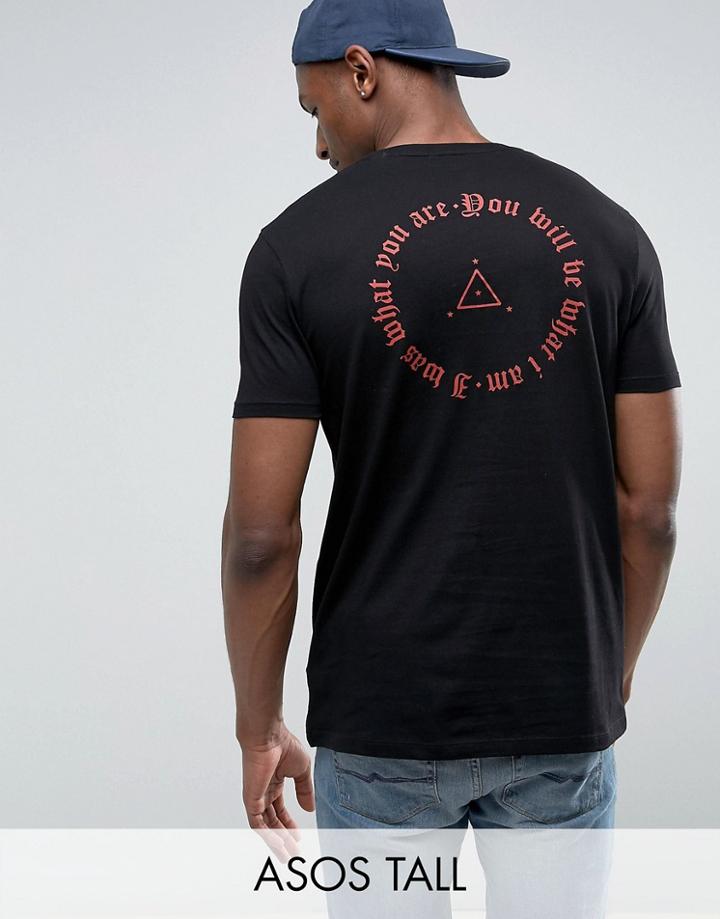 Asos Tall Relaxed T-shirt With Back Print In Black - Black