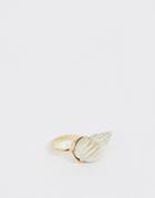 Asos Design Ring With Faux Shell In Gold Tone - Gold
