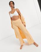 Asos Design Mix & Match Lounge Knitted Flare Pants In Peach-multi