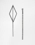 Asos Night Statement Mismatch Diamond Drop Earrings - Black