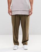 Asos Slim Pleated Pants In Khaki - Khaki