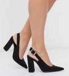 Asos Design Wide Fit Planet Slingback High Block Heels In Black