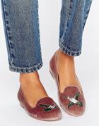 Asos Merlot Embroidered Loafer Flat Shoes - Pink