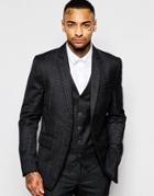 Rogues Of London Check Suit Jacket In Skinny Fit - Charcoal