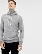 Allsaints Textured Hoodie In Gray With Ramskull Logo Tab - Gray