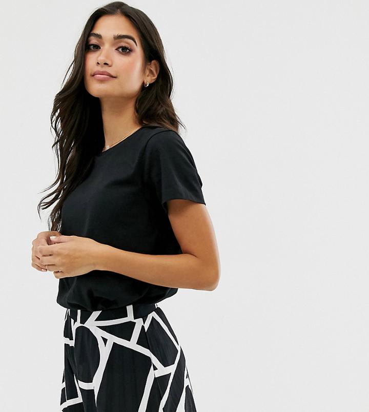 Asos Design Petite Organic Cotton Crew Neck T-shirt In Black - Black