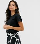 Asos Design Petite Organic Cotton Crew Neck T-shirt In Black - Black