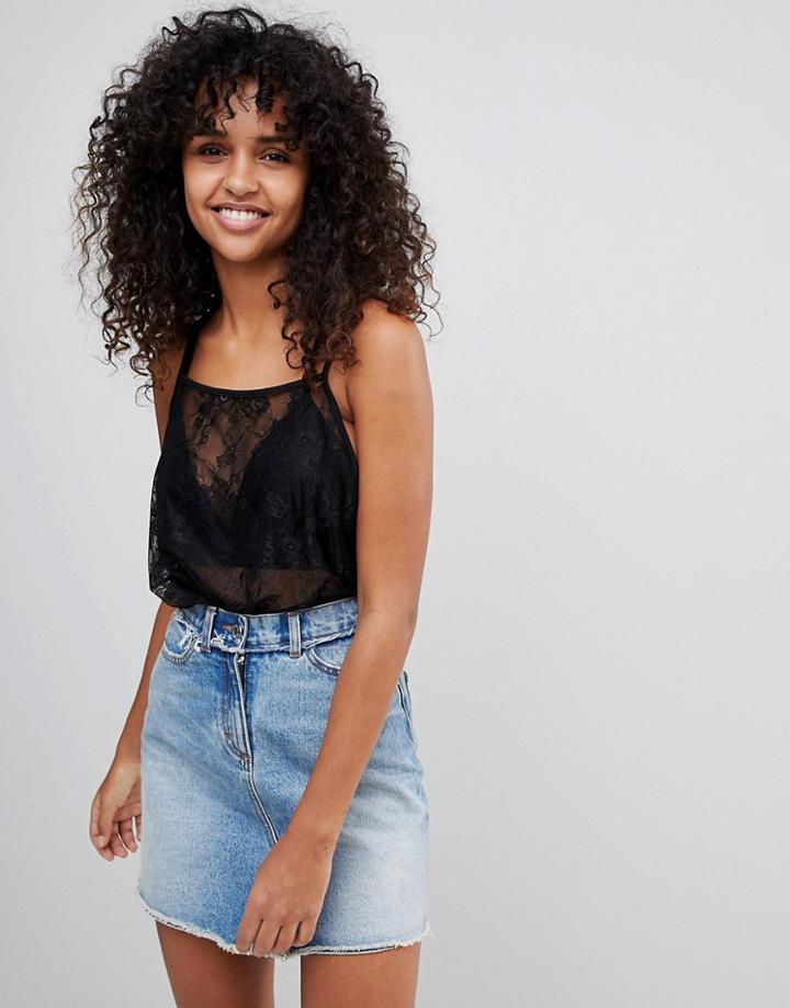 Monki Lace Cami - Black