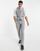 Harry Brown Wedding Wool Mix Gray Herringbone Slim Fit Side Adjuster Suit Pants-grey