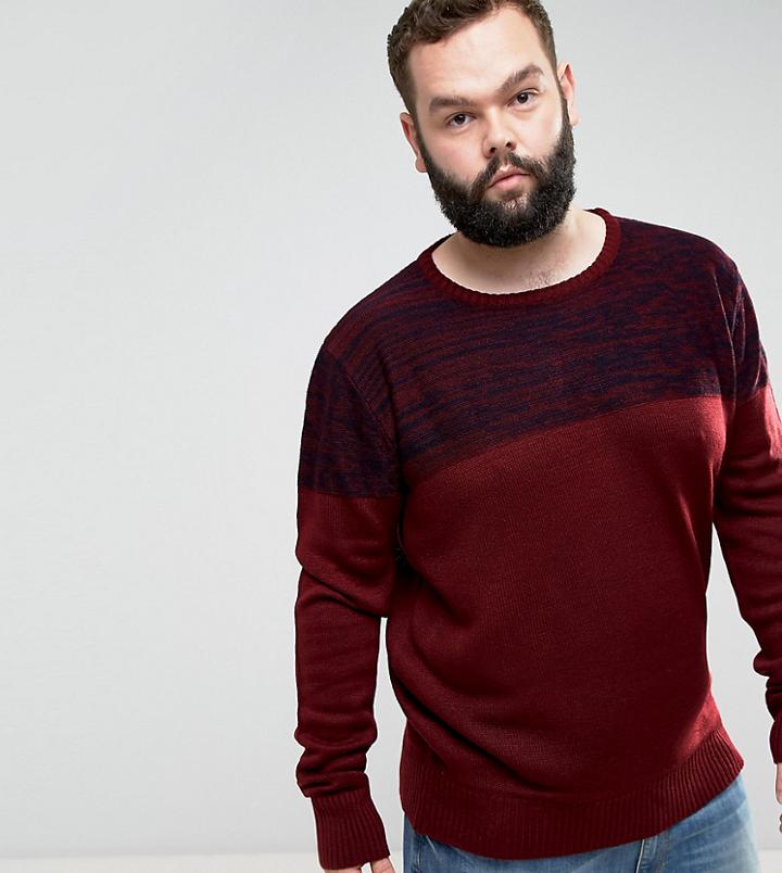 Brave Soul Plus Sweater With Reverse Panel - Navy