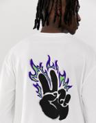 Globe Alight Long Sleeve T-shirt With Chest And Back Print In White