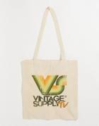 Vintage Supply Tote Bag In Cream With Tv Print-white