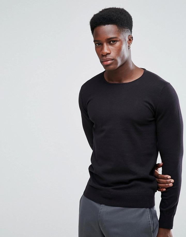 Stradivarius Crew Neck Sweater In Black - Black