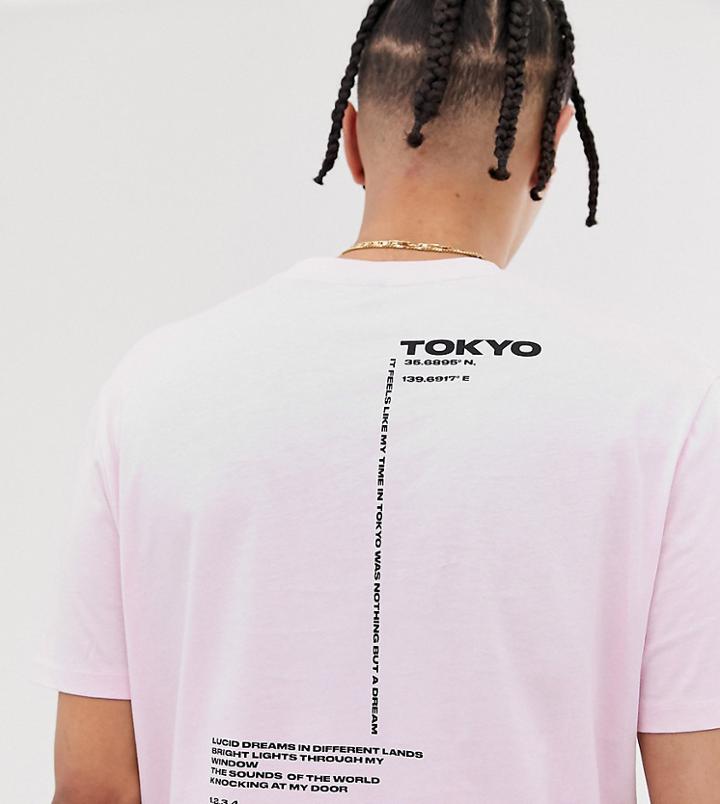 Asos Design Tall Relaxed T-shirt With Back Text Print - Pink