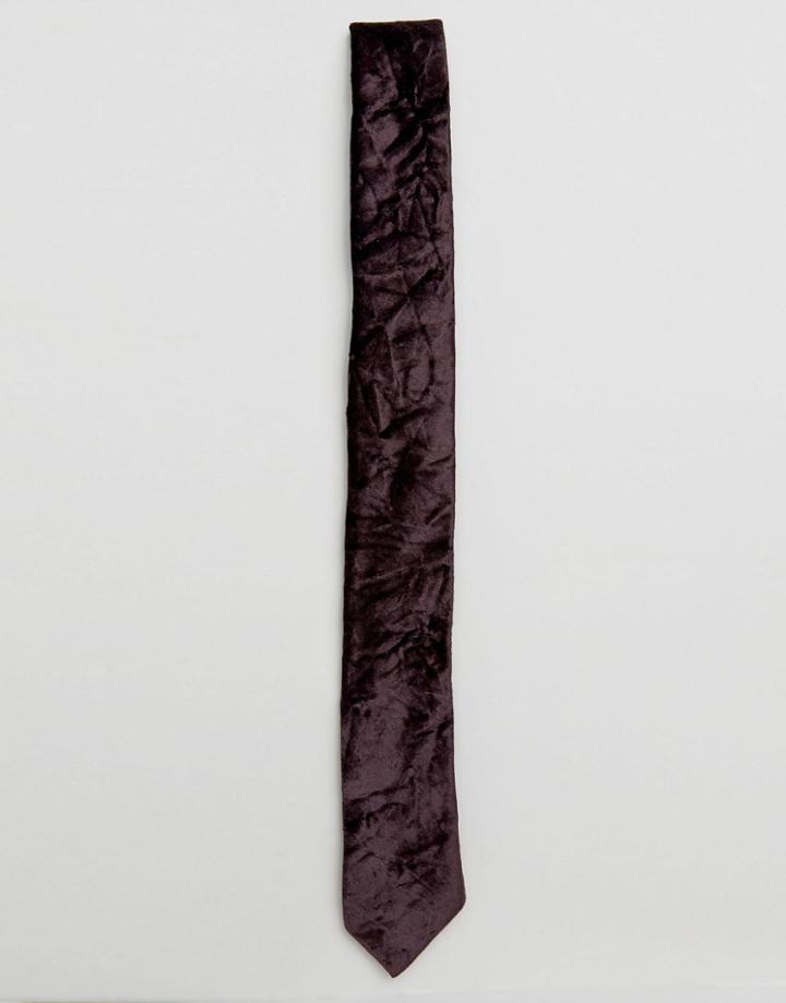 Noose & Monkey Crushed Velvet Blade Tie - Purple