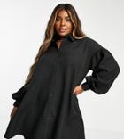 In The Style Plus X Perrie Sian Swing Shirt Dress With Belt Detail In Black