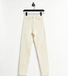 Stradivarius Tall Organic Cotton Slim Mom Jean With Stretch In Ecru-white