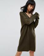 Asos Knitted Dress In Oversize And Ripple - Green